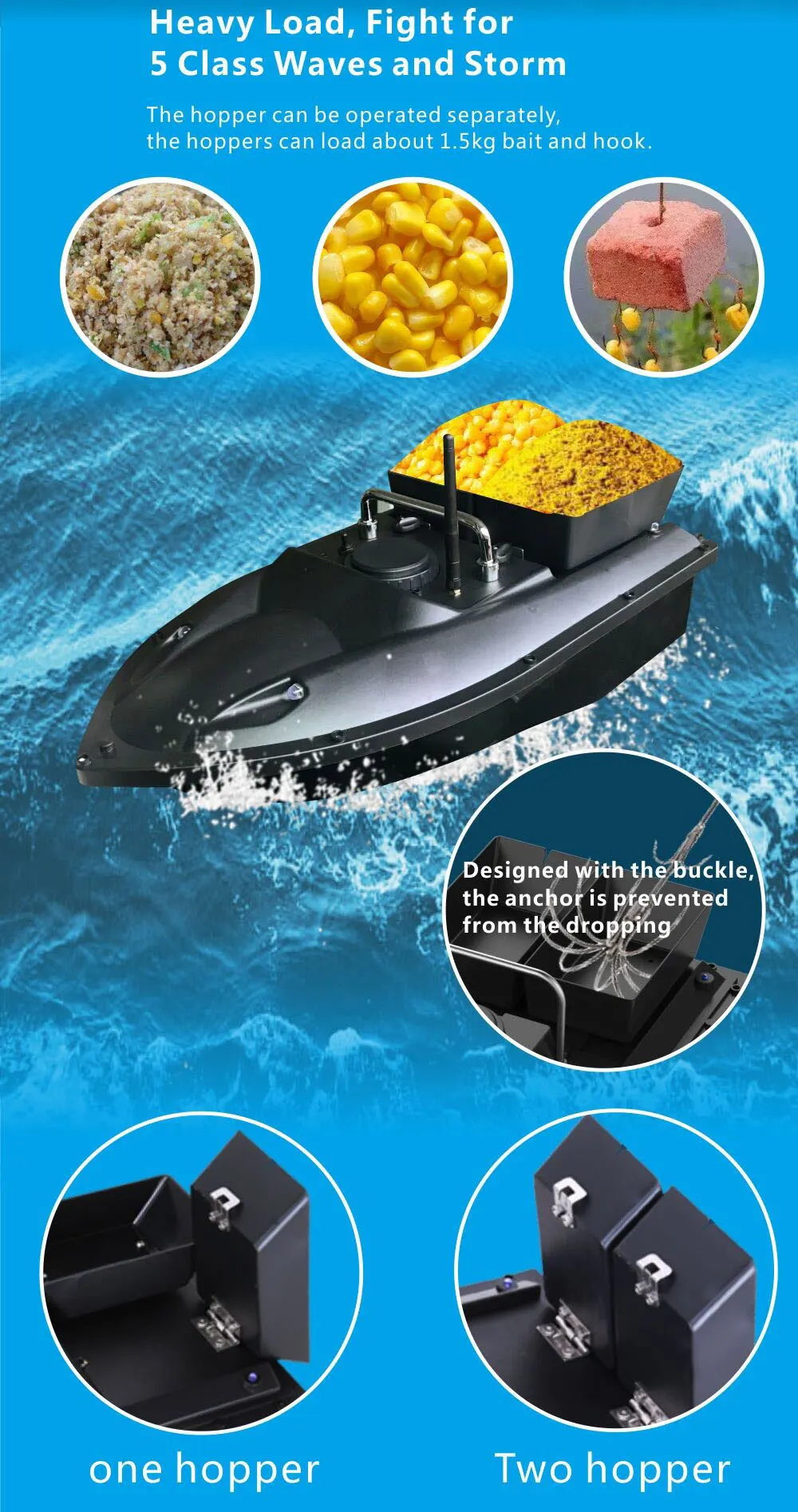 Bait Boat Container  Large Capacity Container Boat Long Working Features and Ease of Use Fishing Finder