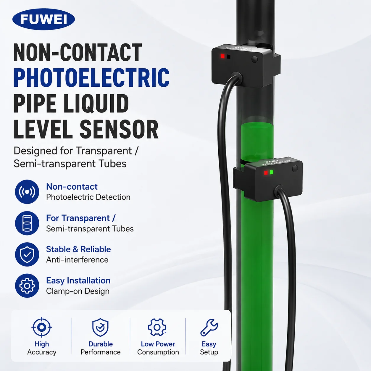FGU-G613N Capacitor Non-Contact Pipeline Liquid Level Sensor Senses Water Level Oil level Proximity Switch High Low Detection