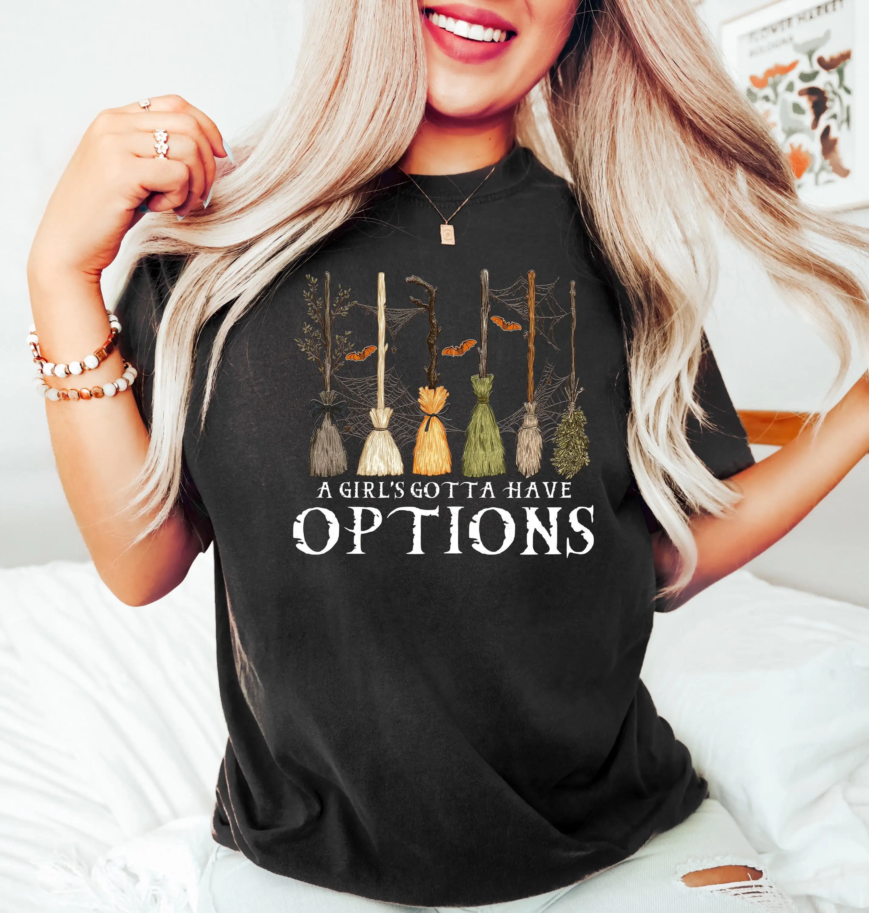 A Girl Gotta Have Options Sweatshirt, Retro Halloween T Shirt, Witches Halloween Shirt, Spooky Season Feeling Witchy Shirt
