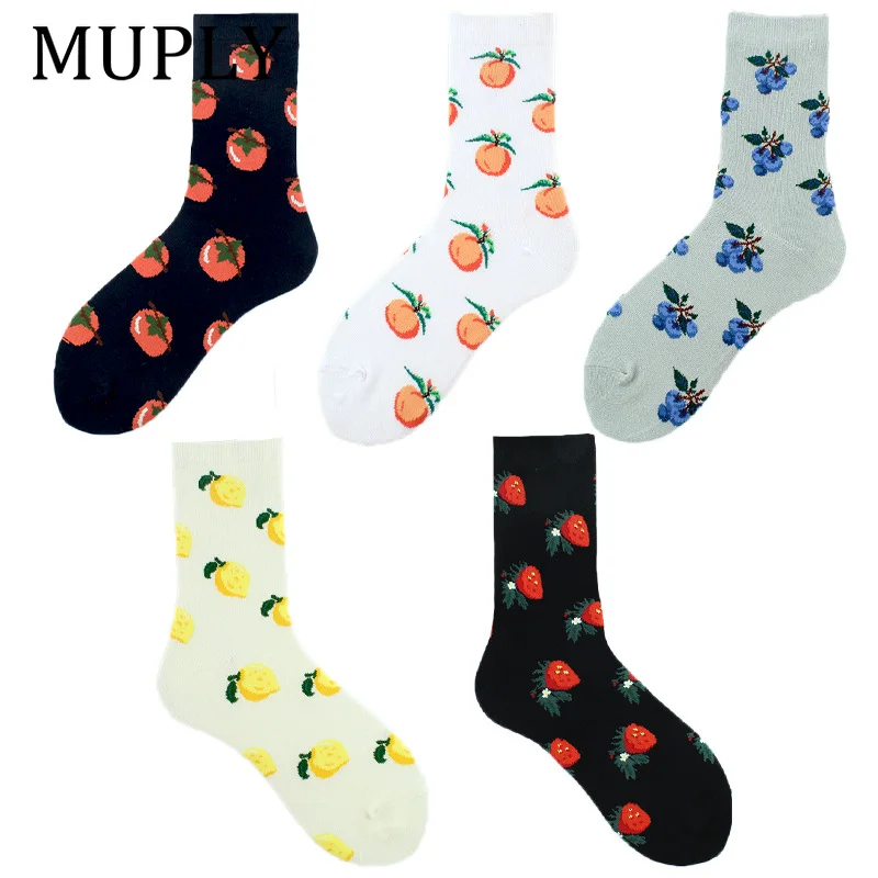 New Spring Autumn Casual Korean Style Women Cartoon Cute Fruit Lemon Strawberry Tomato Sheep Kawaii Cotton Tide Short Socks