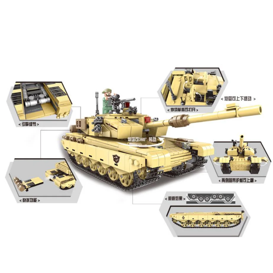 Chine Type 99 char de combat principal modèle de véhicule militaire moderne bloc de construction WW2 figurines des forces de l'armée croisement champ de bataille jouets brique