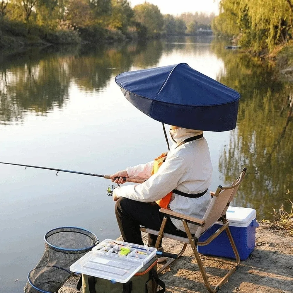 Praktyczny prezent: nylonowy parasol na głowę, odporny na deszcz, z tkaniny pongee, chroniący przed słońcem, przenośny, z ochroną UV, parasol do montażu na głowie, idealny do jazdy na rowerze