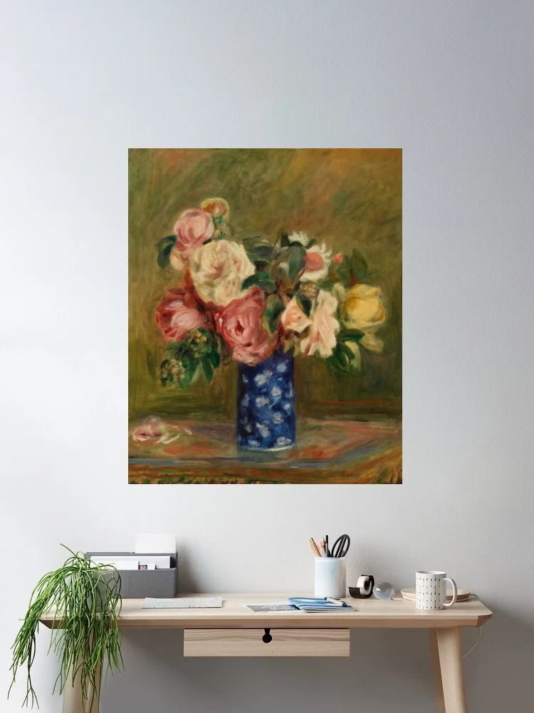 Auguste Renoir - Bouquet of Roses Canvas POSTER ,Home Decor Wall art painting