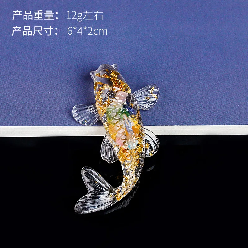 Natural Crystal Crushed Stone Drip Gel Small Fish-shaped Koi Ornaments Decorative Desk Accessories Gifts Car Ornament Home Decor