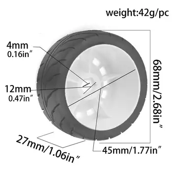 1:10 賽車胎 68mm 輪胎 12mm 六角適用於 1/10 RC 公路車 Tamiya TT01 TT02 XV01 XV02 PTG-2 HSP HPI Kyosho 升級配件 8 最佳銷售 2.2 履帶輪胎 - №4
