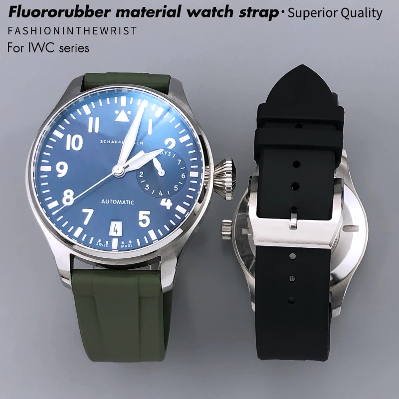 19mm 20mm 21mm 22mm Fluoro Rubber Watchband Fit for Breitling Omega IWC Mark Tissot Seiko Black Blue Soft FKM VITON Watch Strap