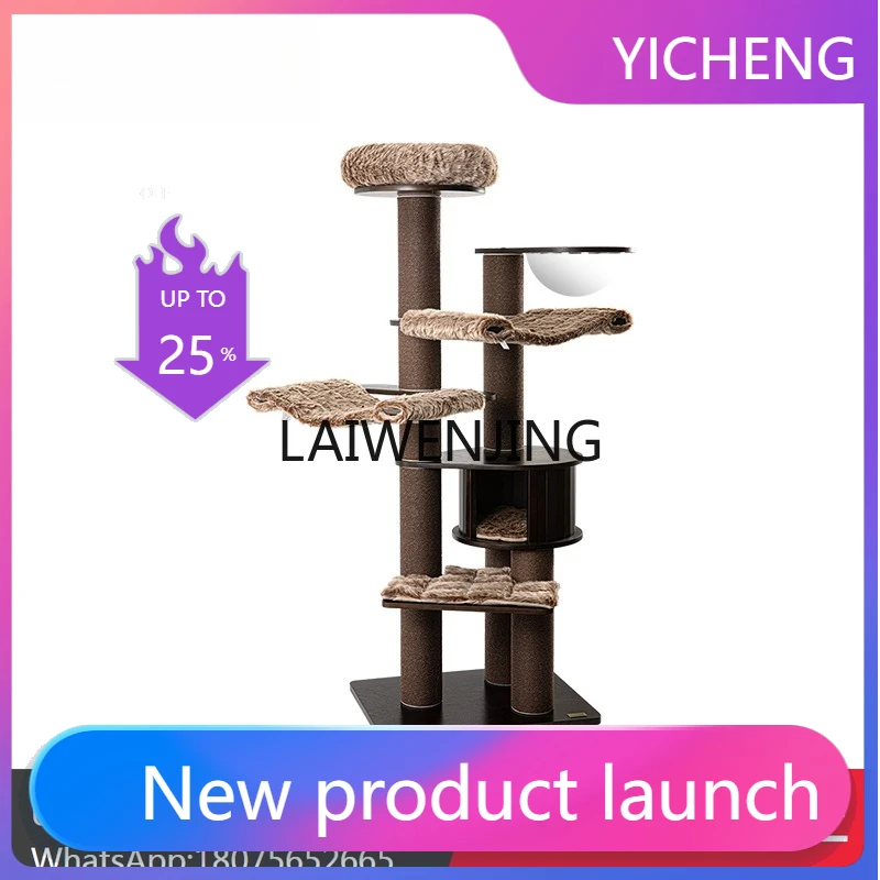 

LYY Когтеточка-лежанка-дерево для кошек, интегрированная, цвет черный орех, лакированная, из массива дерева, многослойная, большая