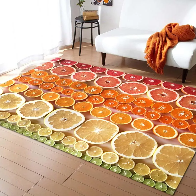 Fruit slice printed pattern living room rug floor mat bedroom decor rugs for living room decoration maison bedroom decoration