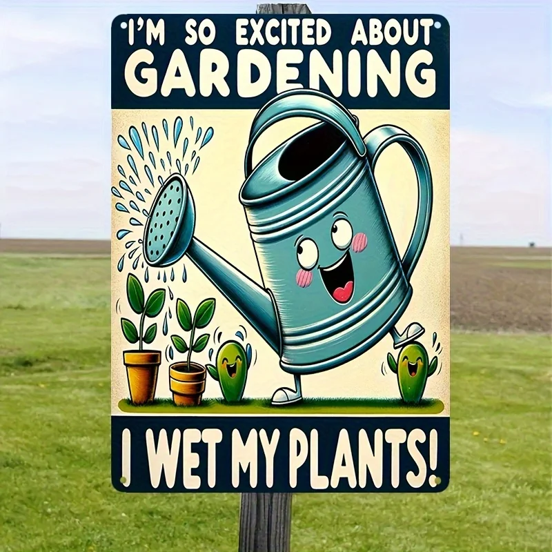 Funny Gardening Enthusiast Sign-Metal Art Poster with Vibrant Colors, Apartment Decor for Plant Lovers- Durable, Water-Resistant