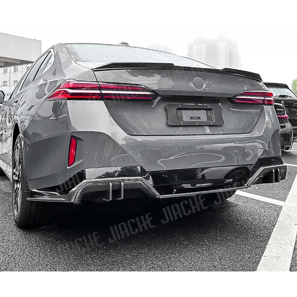 JIACHE ABS Carbon Look Rear Bumper Lip Diffuser Spoiler Body Kits for BMW 5 Serise G60 G68 M Sport 2024+ Rear Diffuser