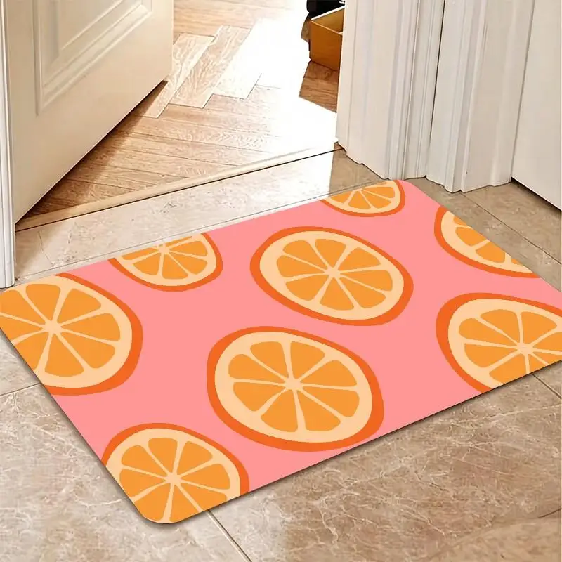 1 Piece Orange Citrus Slice Doormat, Soft and Comfortable, All Seasons, lightweight and Easy to Clean, Suitable for Entryway, Bathroom, balcony, Laundry Area