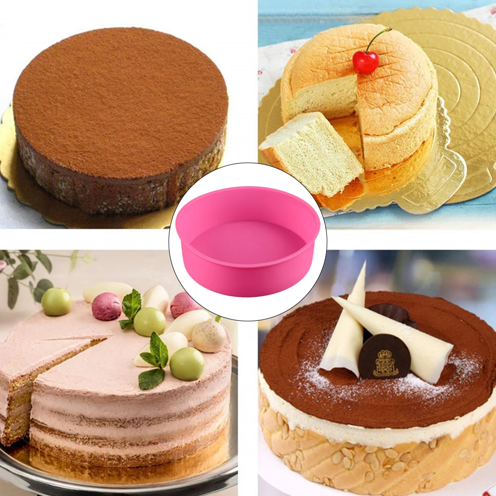 

Round Silicone Baking Pan 8 Inch Non-Stick Flexible Cake Mold for Oven Microwave Freezer Baking Tools Bakeware Kitchen Supplies