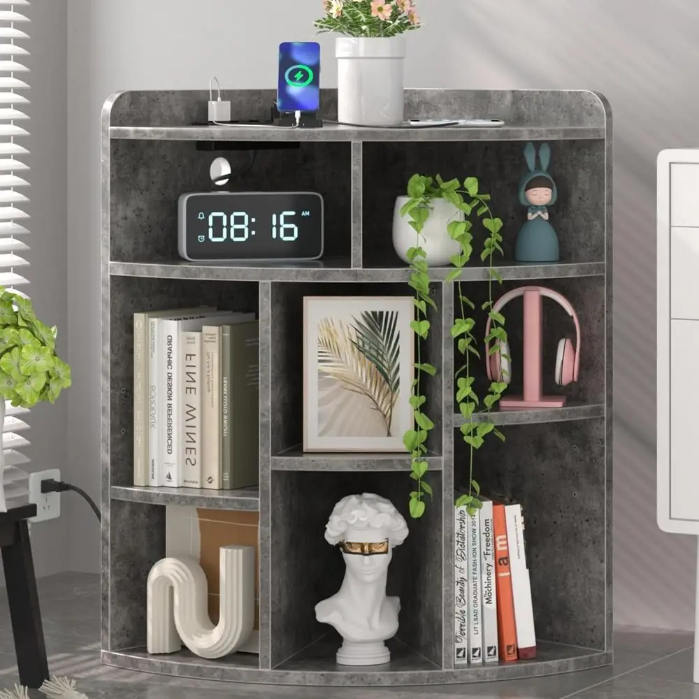 

Кубический стеллаж с USB-портами и розетками, полка для хранения игрушек с регулируемыми полками, деревянный стеллаж-витрина для книг для гостиной, Be