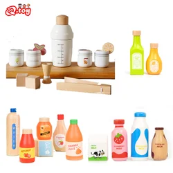 Pretend Play Toy Wooden Drink Set Kitchen Food Toys Kids Montessori Educational Game Children Wooden Imitation Toys for Girl Boy