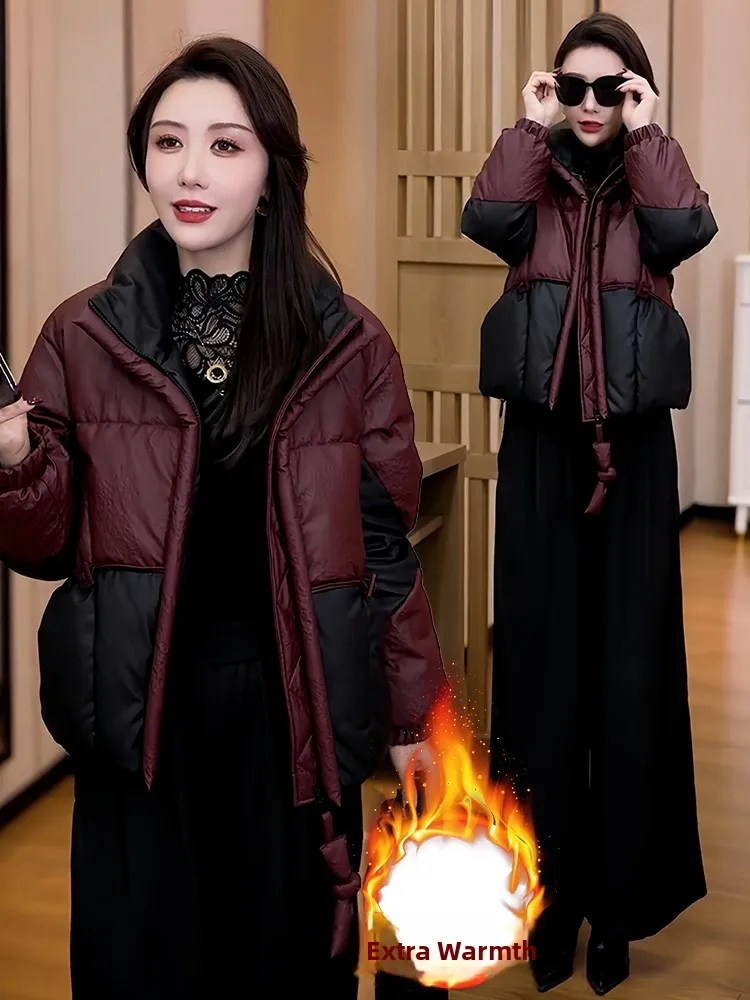 

Ladies' Sli ort Puffer Jaet Loose Fit Long Sve Warm Cotton Outerwear Korean Sle Commute Winter Faion Trend