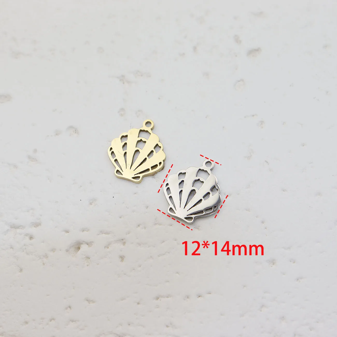 10pcs Stainless Steel Shell  Fashion Jewelry Accessory Necklace Earrings Charms DIY Handcraft PVD Vacuum Plate Waterproof