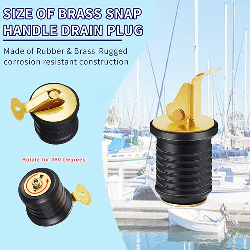 Brass Screw Type Compression Plug Drain Plug Bung Socket Boat Expandable Rubber Bait Well Plug Marine Accessories