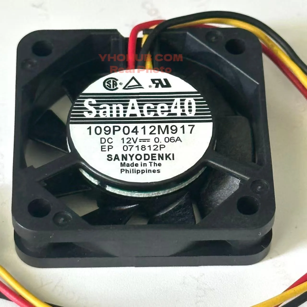 Sanyo Denki 109P0412M917 DC 12V 0.06A 40x40x10mm 3-Wire  Cooling Fan