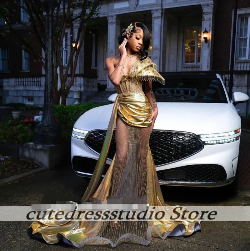 高級恋人マーメイドウエディングドレス魅力的なビーズクリスタルローブドソワレフリル結婚式イブニングパーティードレスカスタマイズ