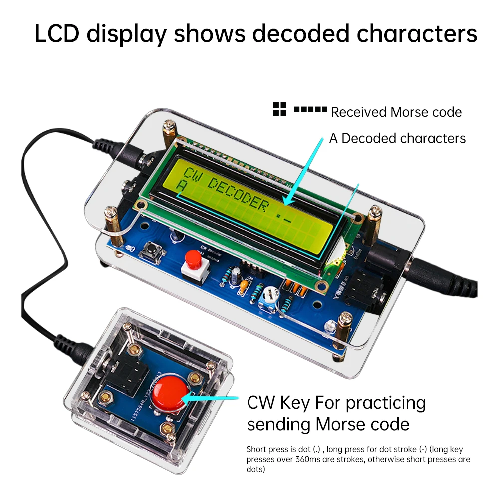 DC 9V CW Morse Code Decoder Parts Circuit Board Welding Exercise Electronic DIY Kit For Students and Electronics Enthusiasts