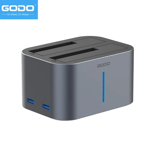 Imagen 2 del producto Estación de acoplamiento GODO USB 3.0 y tipo C HDD/SSD para unidades SATA de 2,5/3,5 pulgadas, indicador LED - Transferencia rápida de datos