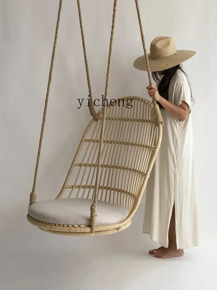 ZC true vine hanging basket rattan chair natural homestay balcony adult rocking chair leisure home single swing chair