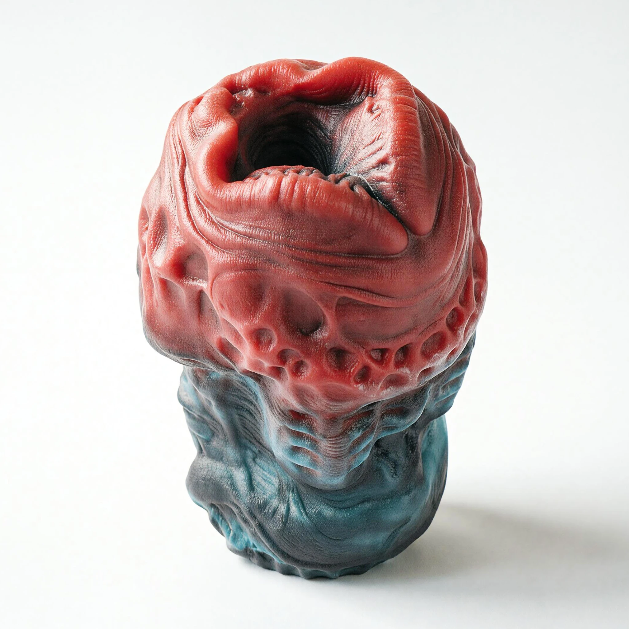 SHAZ Unique Bionic Texture Gradient Red Blue Silicone Masturbator, Soft Skin-Friendly Personal Pleasure Stroker Adult Sex Toy