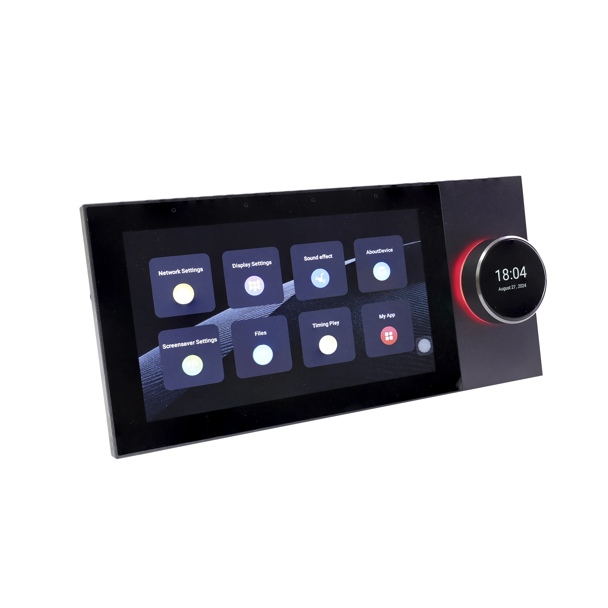 

7-Inch Touchscreen 8-Channel 25-Watt Wall-mounted Amplifier with Tuya/Android APP Control and RS485 & Karaoke for Home