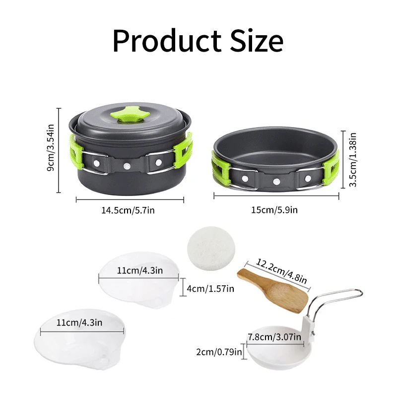 Camping Cookware Set Backpacker's Cooking Set: Portable, Durable Outdoor Cookware with Tableware and Handy Storage Bag 6