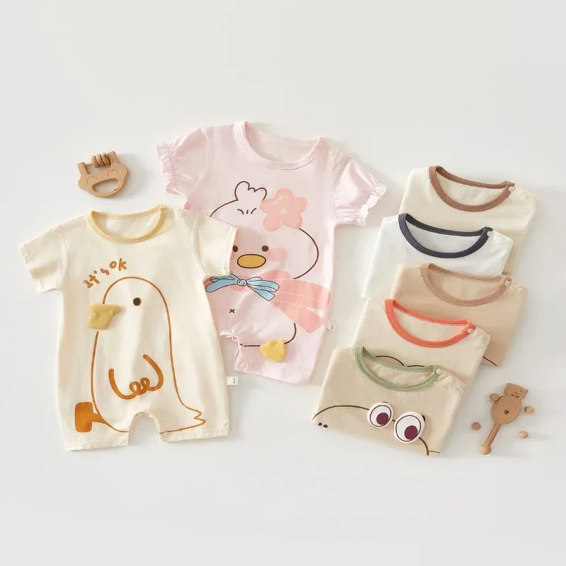 Infant Summer Breathable Short Sleeve Onesie Seamless Climbing Clothes