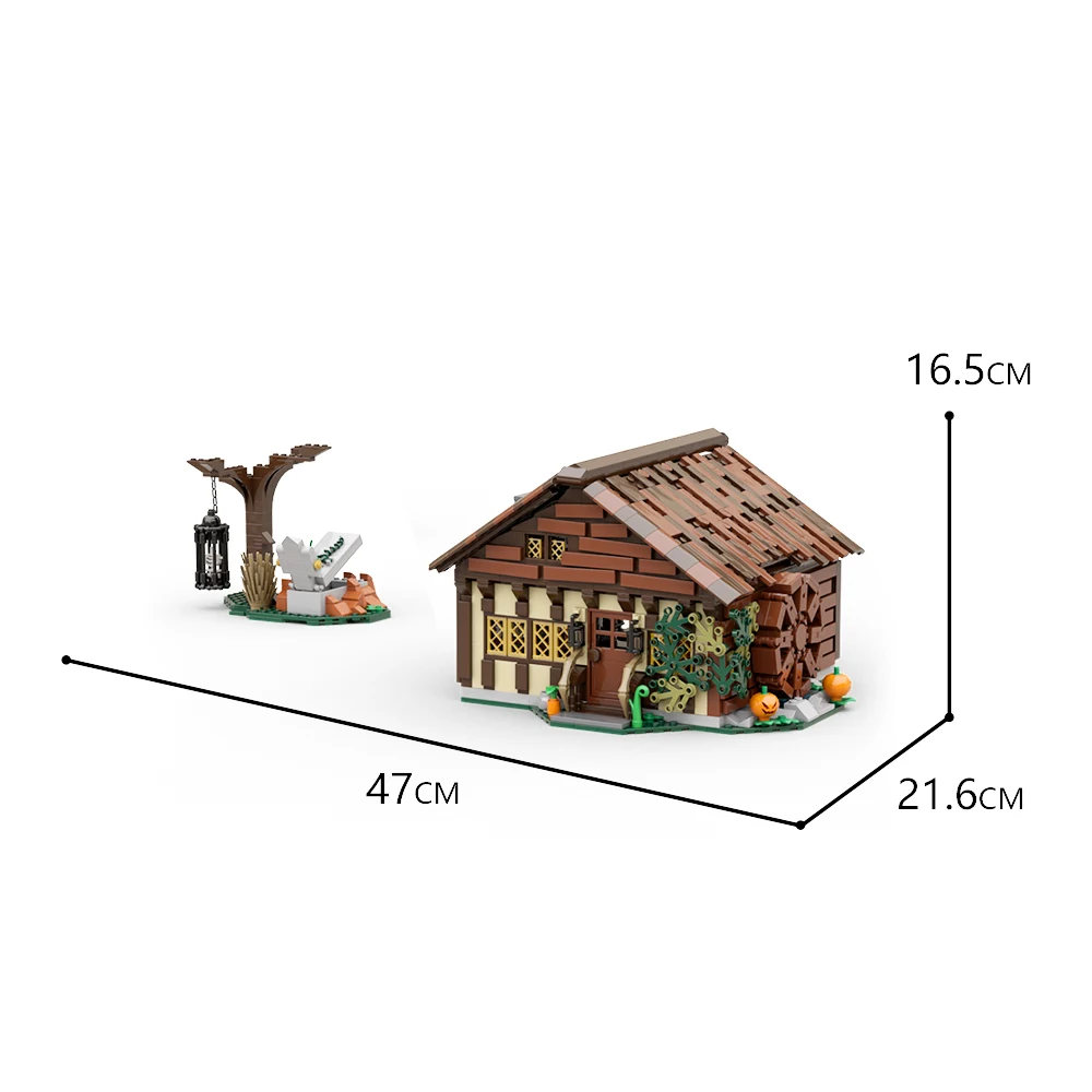 H0_cused P0_cus The Sanderson Sisters’ Cottage Model with Detail Interior 1536 Pieces Building Blocks Toys Suit for Adults