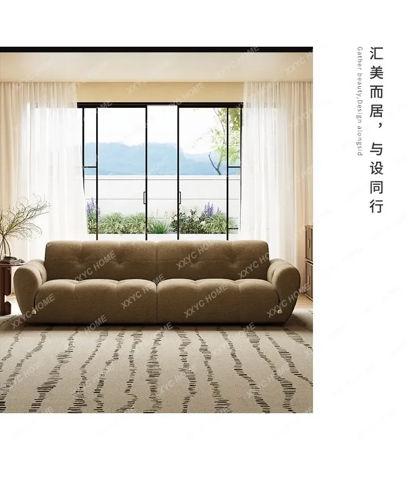 a50 Design surprise quiet wind fabric sofa modern simple living room small apartment chocolate cotton and linen sofa
