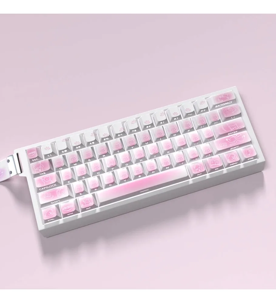 Original height cat keycap adaptation 60/63/64/68 magnetic axis keyboard thermal sublimation side engraved light
