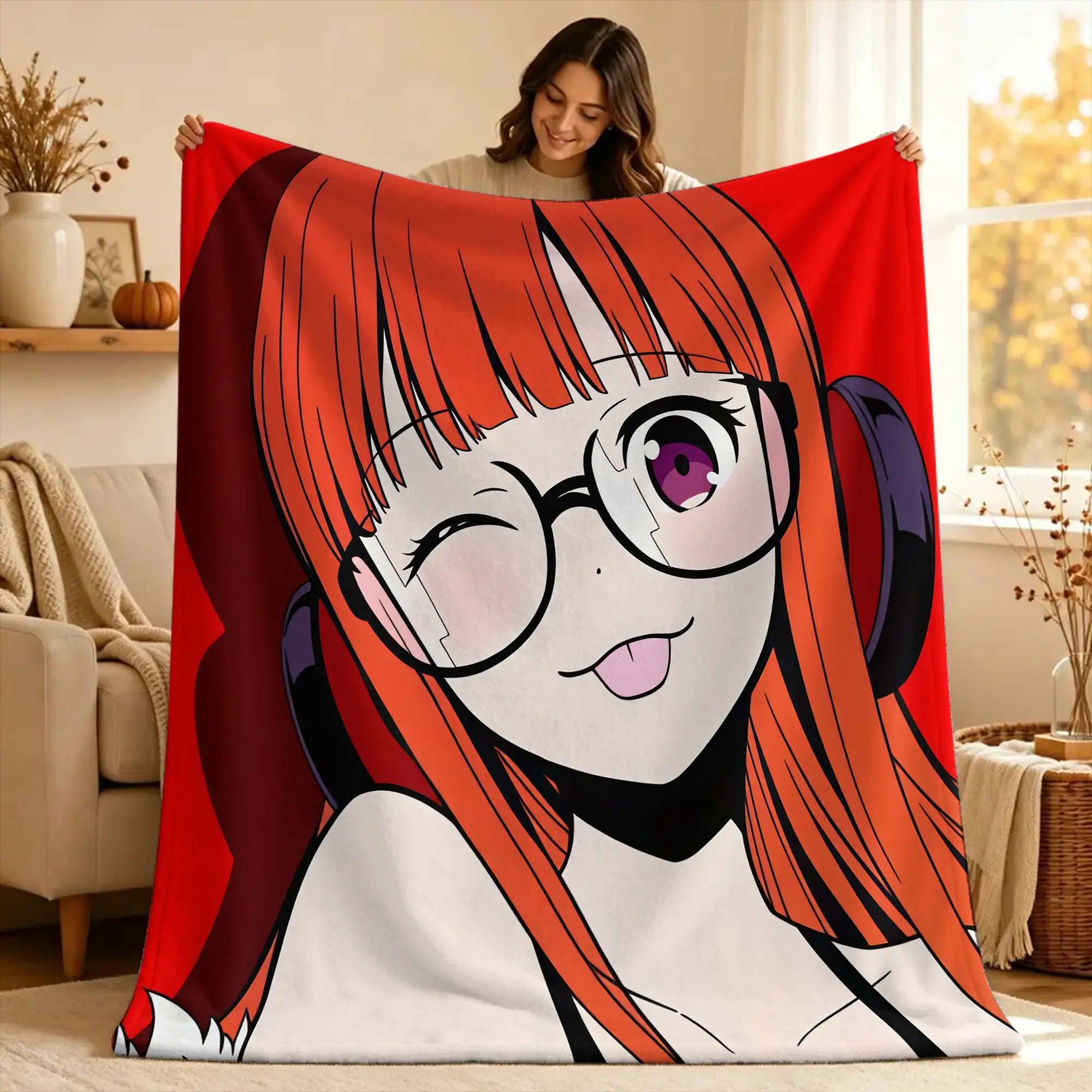 BlanketGirls Boys Decorative P5 Futaba Sakura Joker Throw Blanket  Flannel Bedspread For Home Decor Comfortable Sofa Bed Cover