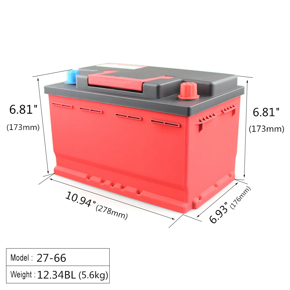 

Ultralight storage car battery lithium ion 12volt 60Ah lithium iron battery for cars 27-66