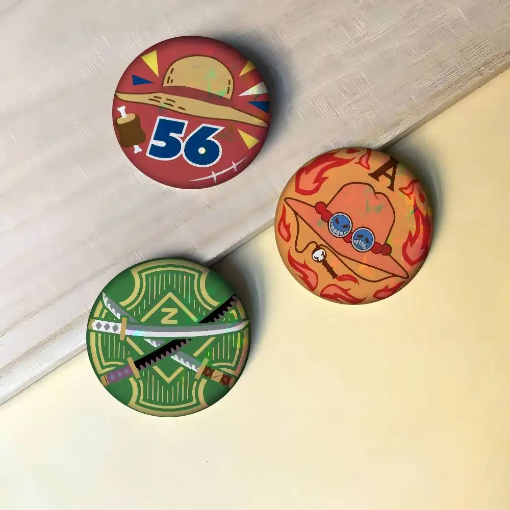 Anime One Piece LOGO  Cartoon Brooches Anime Badge Round Handmade Brooch Lapel Pins Jewelry For Backpack Clothes Gifts