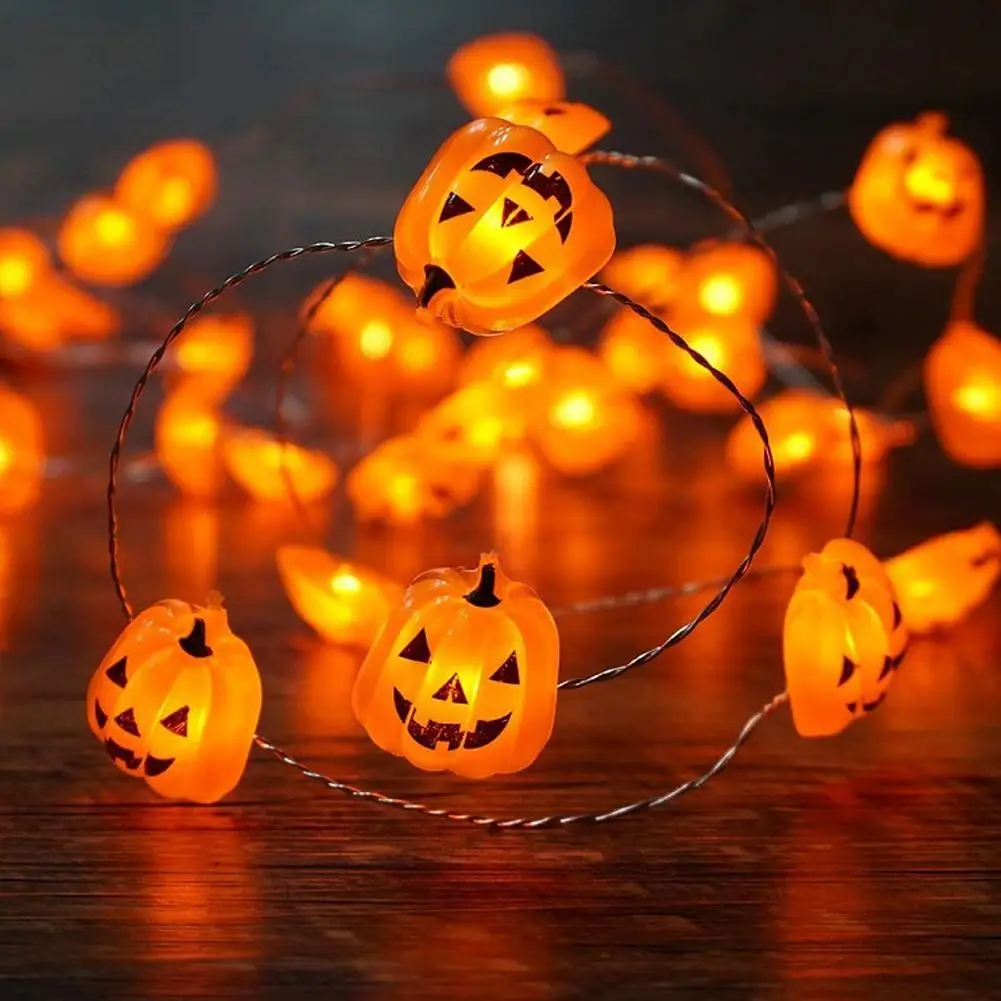 Decoración de Halloween calabaza de arce Artificial luz LED guirnalda de hadas luces para el hogar Halloween DIY linterna evento decoración fiesta S O6P7
