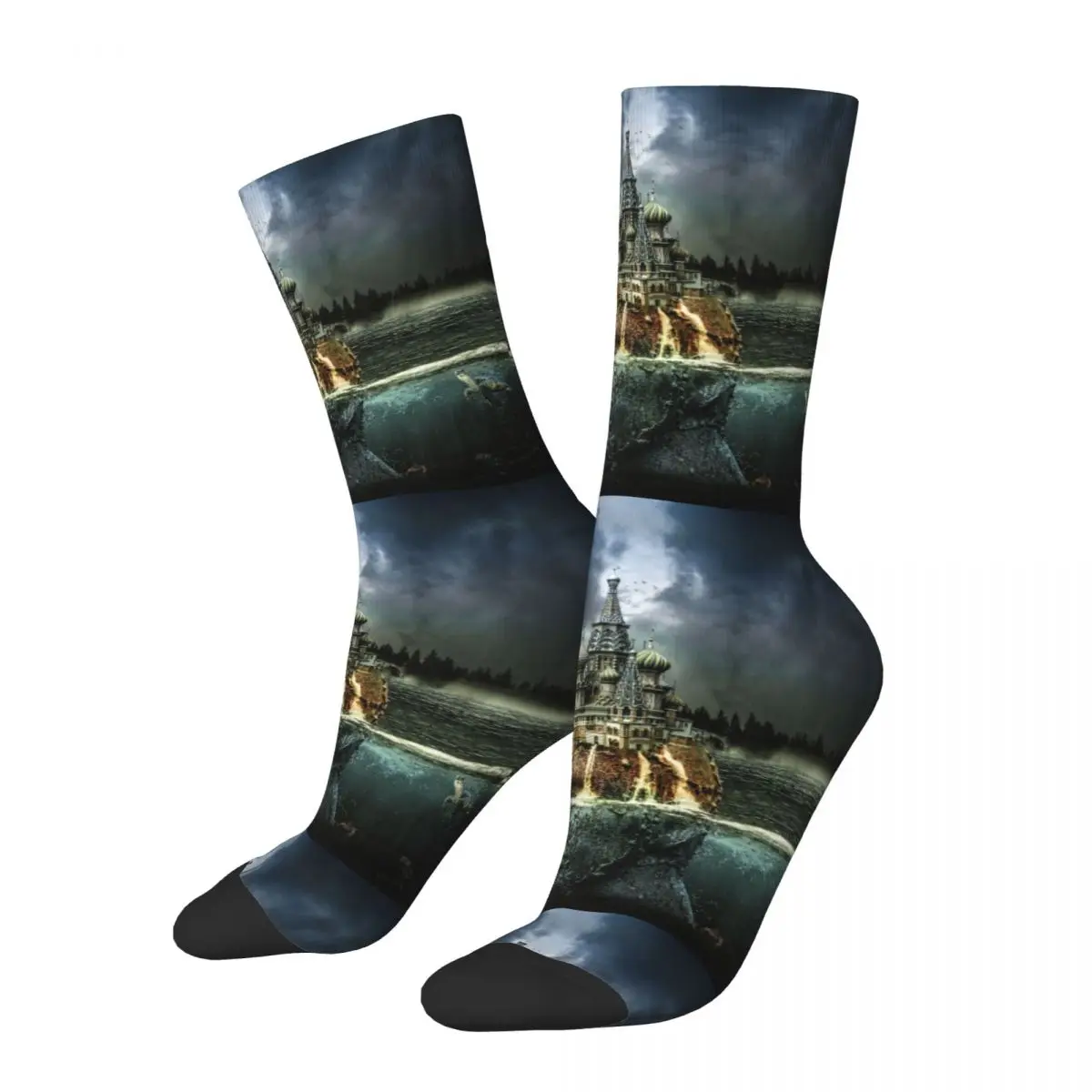 Calcetines oscuros de Castillo de cabeza de fantasía, medias de moda para adultos y hombres, calcetines de exterior de alta calidad, calcetines antideslizantes con gráficos de invierno