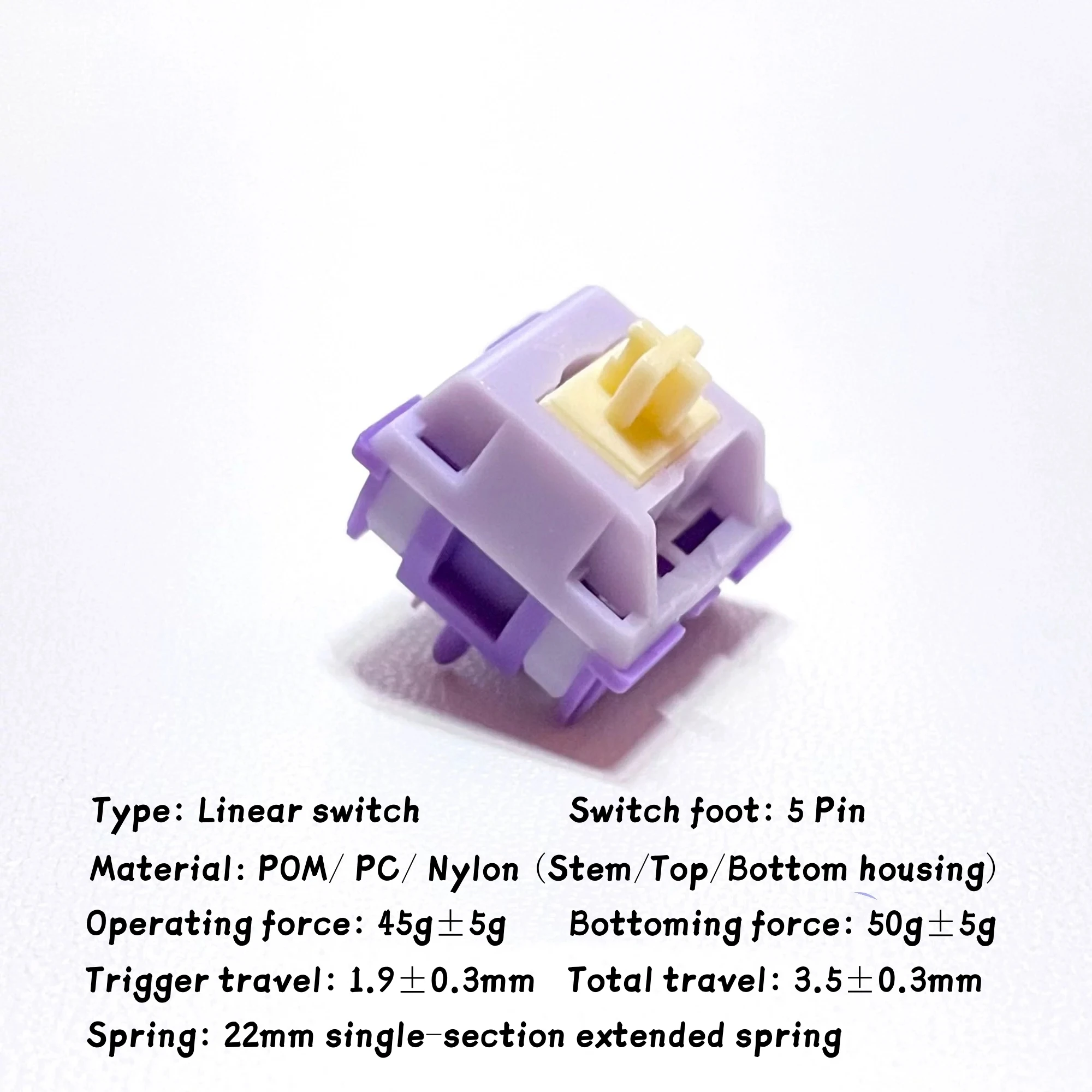 Imagem -02 - Ktt Jacinto Linear Nylon Switch Cinco Pins Single-segment Primavera de Extensão para Teclado Mecânico ou Gaming Novo