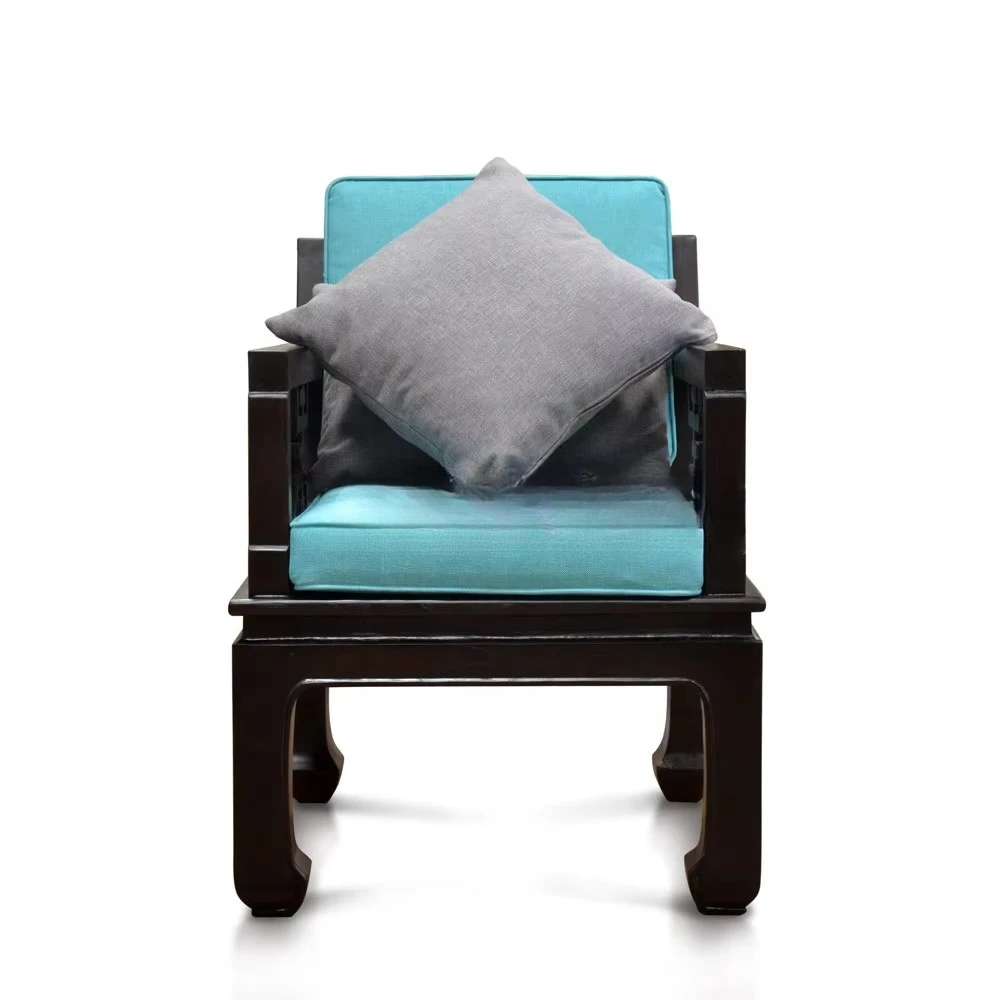 Poltrona lounge in legno a 1 posto in stile antico Mobili da soggiorno fatti a mano in solido, sotto-teak ad altezza regolabile