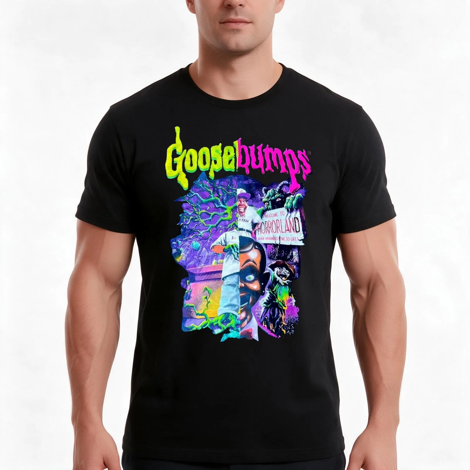 Goosebumps Welcome to Horrorland T-Shirt, Summer Casual Cotton Tee, Oversized Streetwear Tops, Vintage Graphic Print