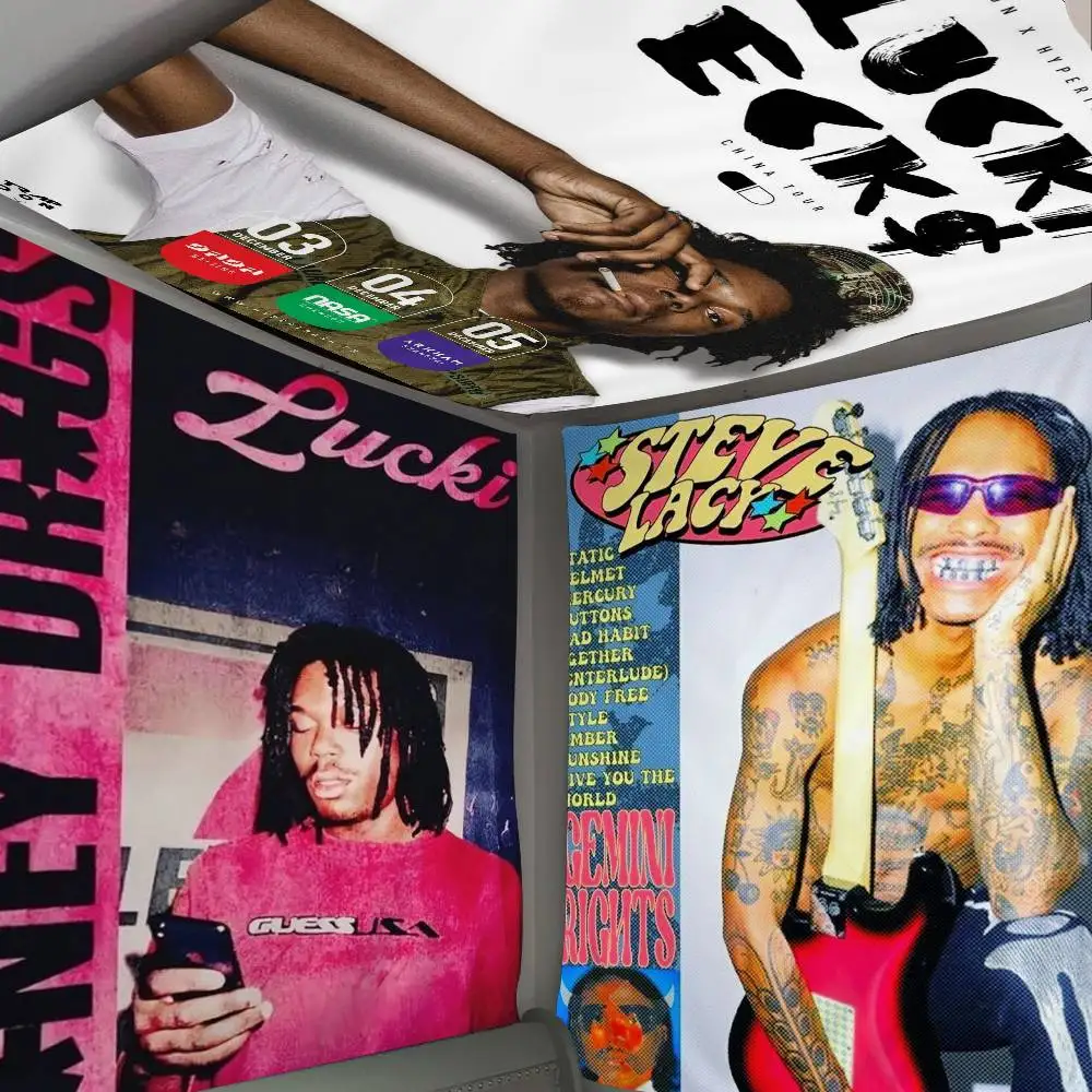 Tapiz de pared grande con estampado retro de Lucki Rapper, decoración para el hogar, habitación, ciencia ficción, arte, manta decorativa