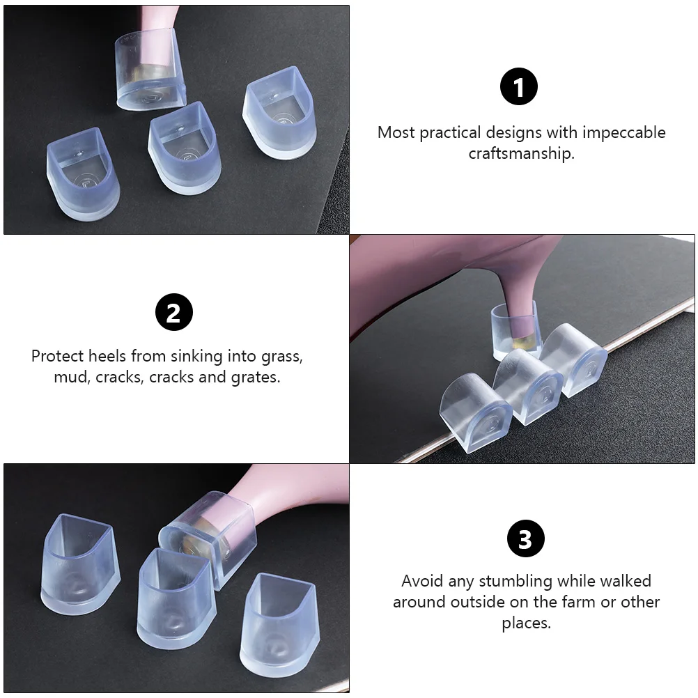 

12 Pairs PVC Shoe Heel Protectors Replacement Protective Cover Women Heel Tips Reusable Farm Grass Mud Solution Shoe Supply