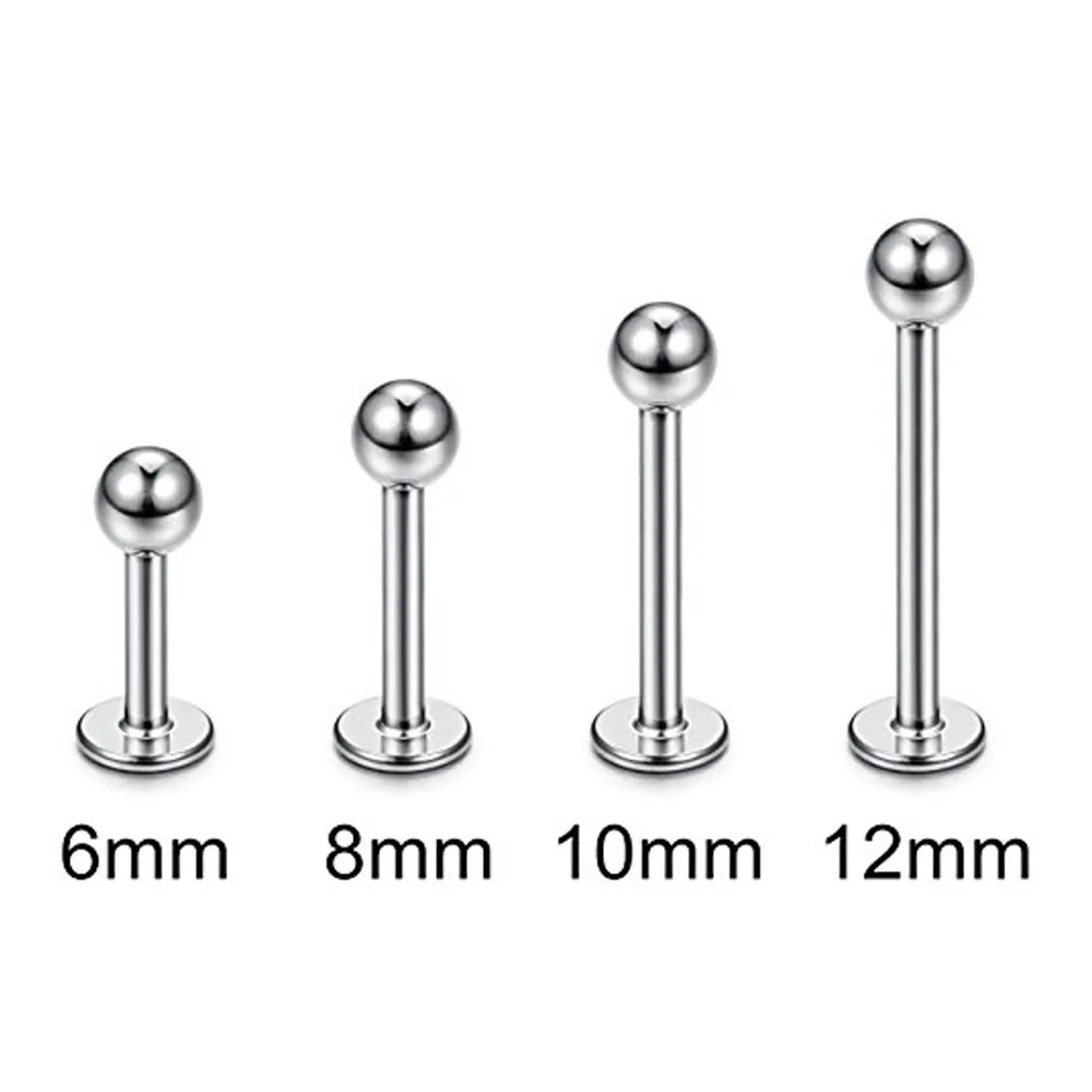 15PCS 16G Stainless Steel Lip Rings Labret Nose Studs Piercing Labret Monroe Nose Studs Ear Tragus Helix Earring 6/8/10/12mm