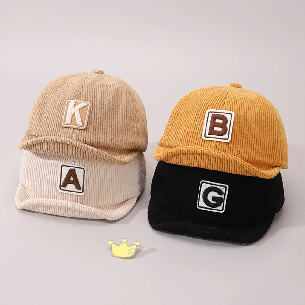 

New Thin Baseball Cap Corduroy Adjustable Drawstring Duck Tongue Cap Solid Color Letter Print Sun Hat for Kids