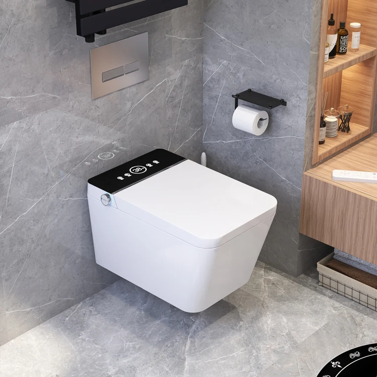 مرحاض دافق سهل التنظيف، حمام معلق ذكي، مرحاض سيراميك ذكي مثبت على الحائط