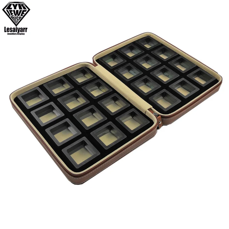 PE Film Black Jewelry Storage Box 3D Packaging Case Gemstone Free Stand Floating Frame Membrane Ring Earrings Necklace Display