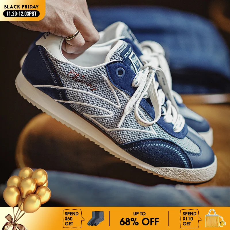 

Maden Men's Breathable Patchwork Running Shoes Mesh Synthetic Upper with Cushioned Sole Lightweight Lace-Up Sneakers for Jogging