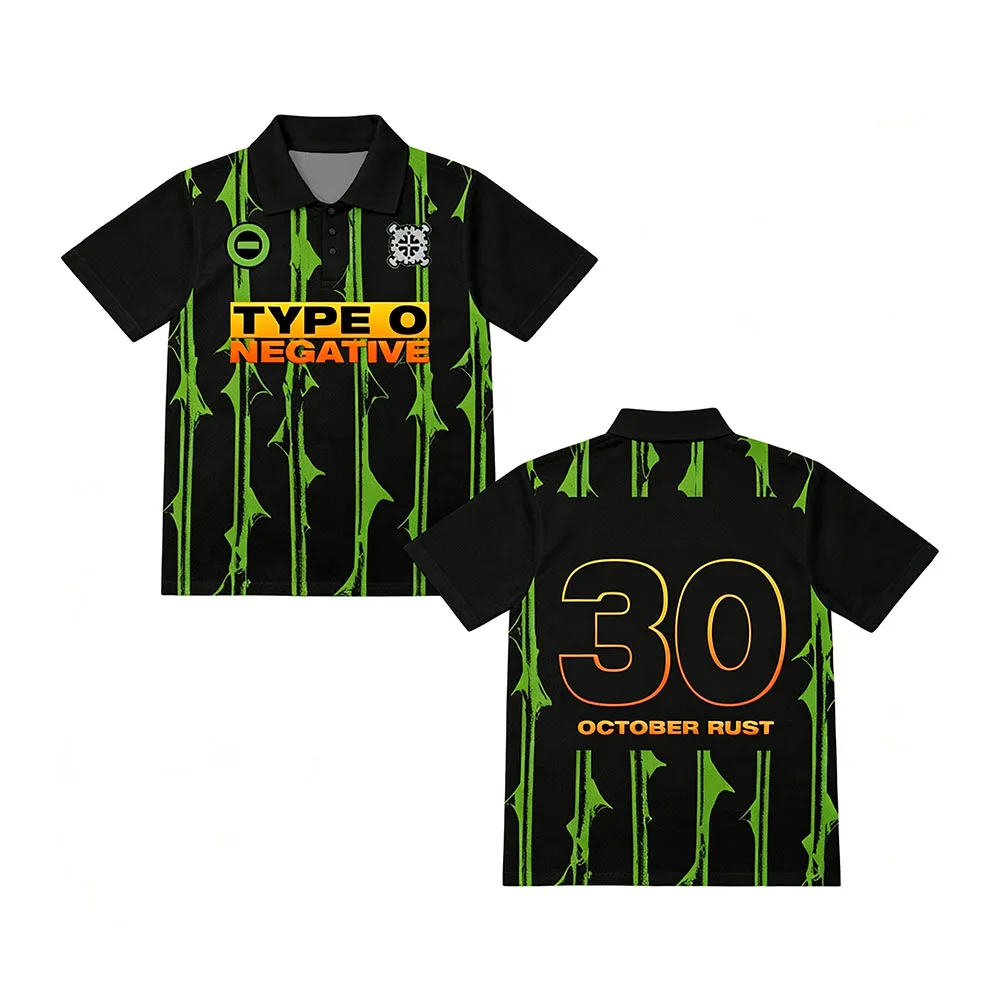 October Rust 30 Polo Shirt Jersey Type O Negative Band Design Tops Men Women 3‑Buttons Clothing Print Short Sleeve Streetwear