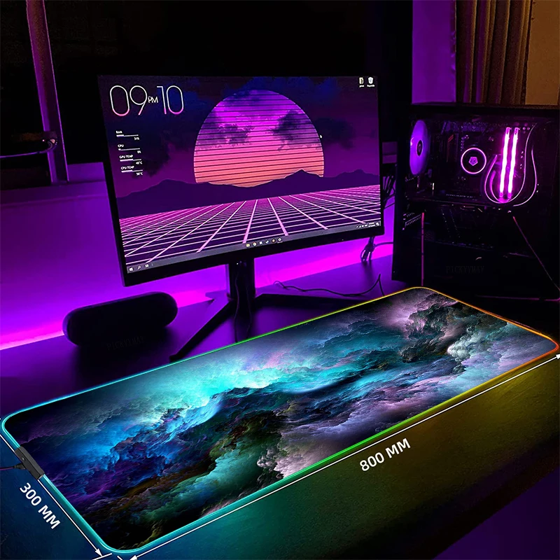 

Space Large RGB Mouse Pad Gaming Mousepad LED Mouse Mat Gamer Mousepads PC Desk Pads RGB Keyboard Mats XXL 35.4x15.7in